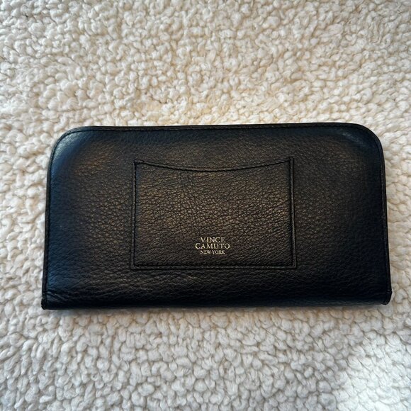 Vince Camuto Tina Wallet Black Leather & Gold Hardware - Picture 1 of 4